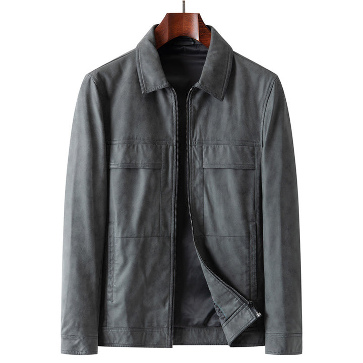 Herren Wildlederoptik Jacke mit Hemdkragen und Frontreißverschluss Echo Archiv
