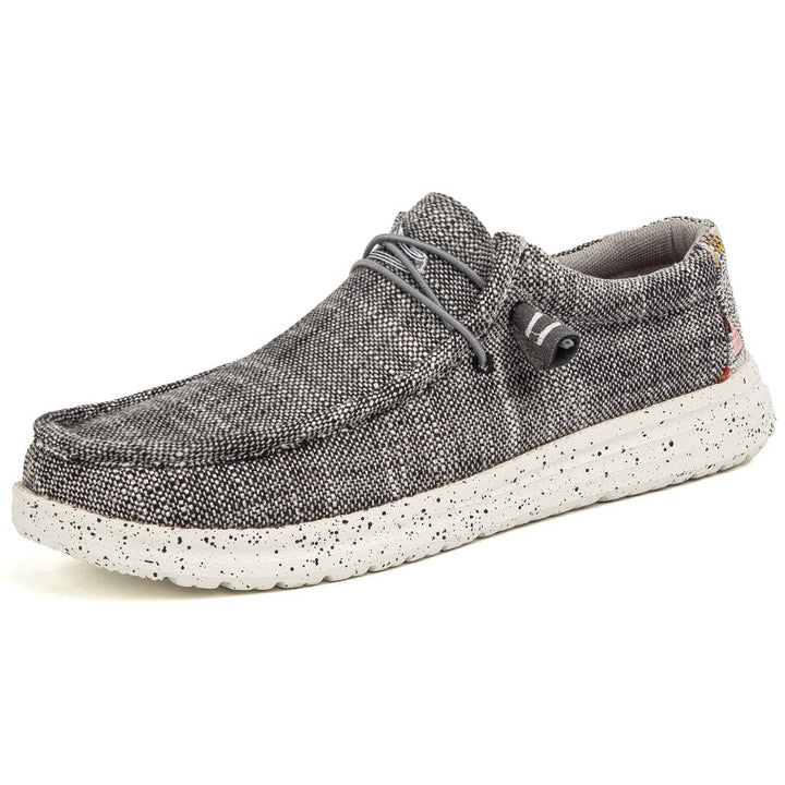 Herren Legerer Canvas-Mokassin-Slipper mit geflochtener Schnürung und gefleckter EVA-Sohle Echoarchiv