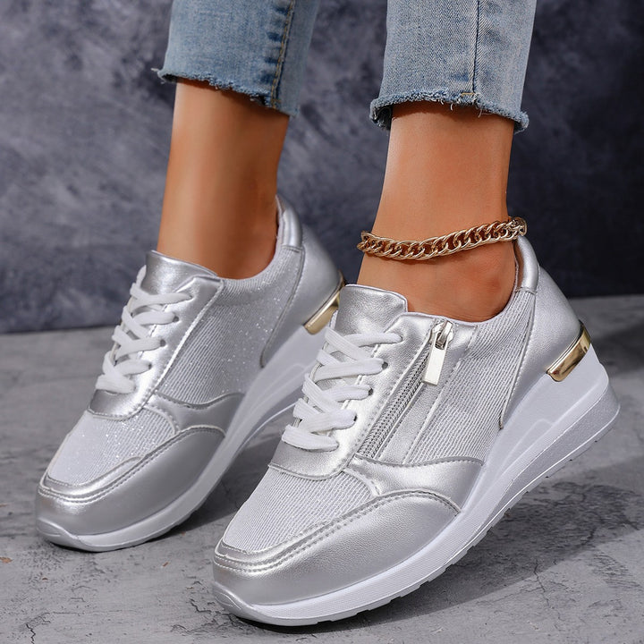 Damen Plateau-Sneaker mit Keilabsatz und Reißverschluss Echo Archiv
