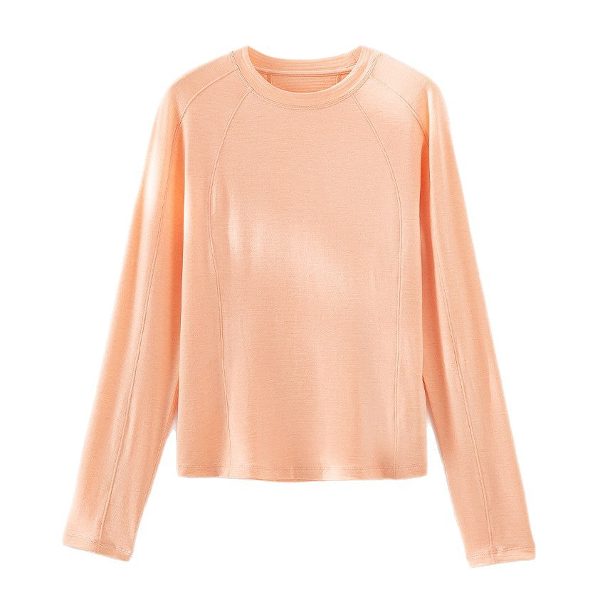 Damen Leichtes Longsleeve-Feinstrickshirt mit Raglanärmeln und Rundhalsausschnitt Echoarchiv