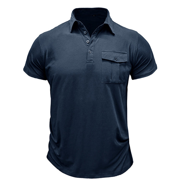Herren Poloshirt mit modischer Brusttasche und Stehkragen Echoarchiv