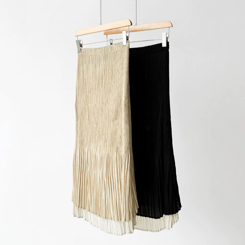 Damen Eleganter Plisseerock mit asymmetrischem Saum Echoarchiv