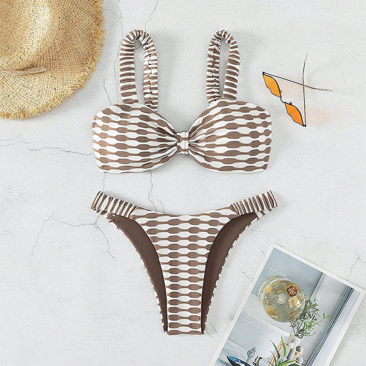 Damen Bandeau-Bikini mit einzigartigem Muster und verstellbaren Trägern Echo Archiv