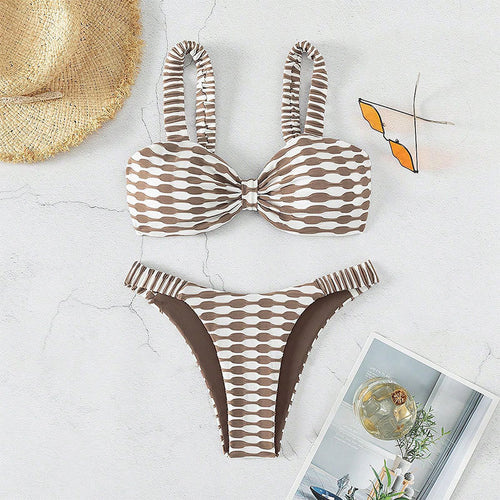 Damen Bandeau-Bikini mit einzigartigem Muster und verstellbaren Trägern Echo Archiv