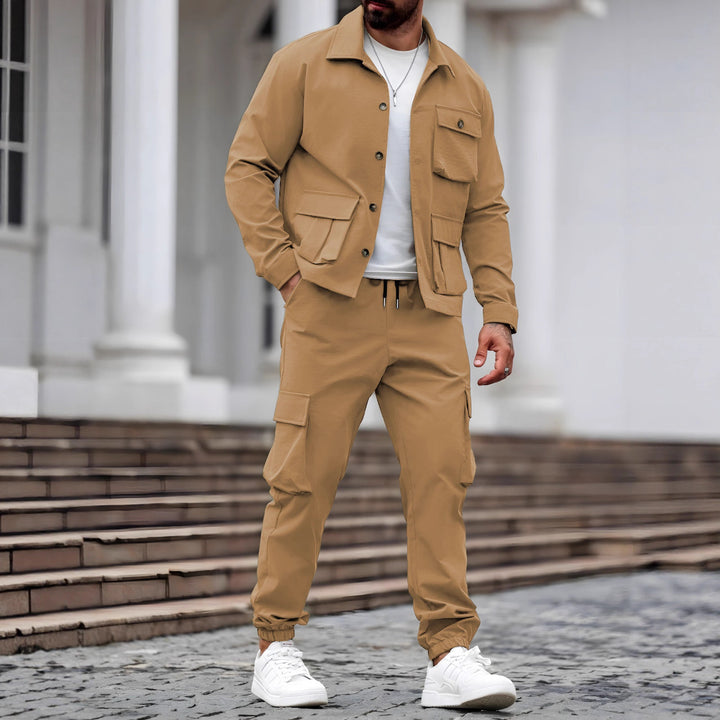 Herren lässiges Utility-Jacken und Cargo-Hosen Set Echoarchiv