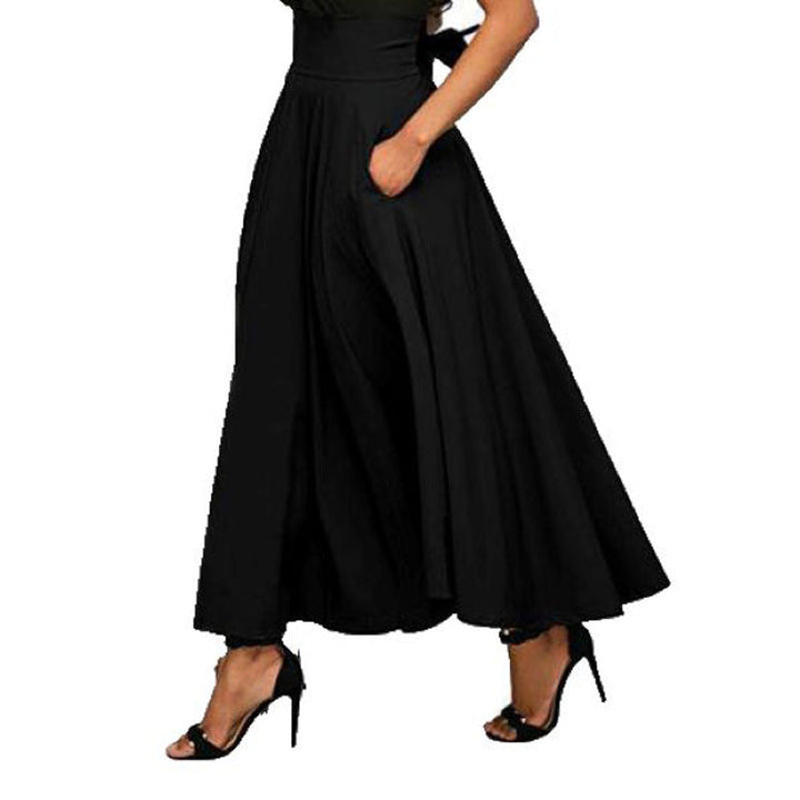 Damen weit geschnittene Palazzo-Hose mit eleganten Taschen und hohem Bund Echoarchiv