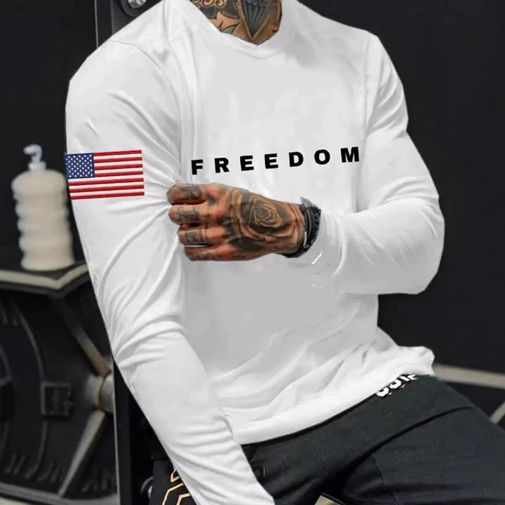 Herren Langarmshirt mit amerikanischem Flaggenmotiv Echoarchiv