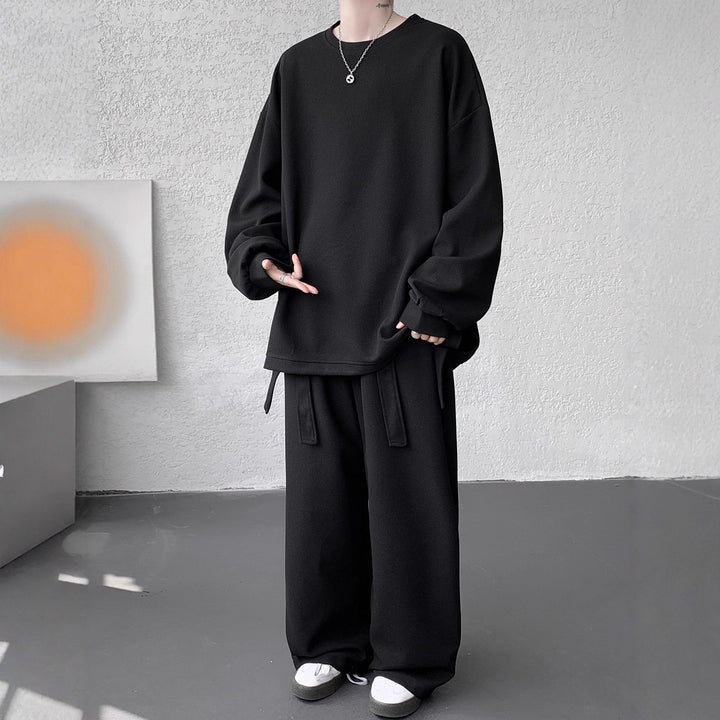 Unisex Lässiges Oversize Lounge-Set aus Waffelstrick mit Cargo-Bindungen Echoarchiv