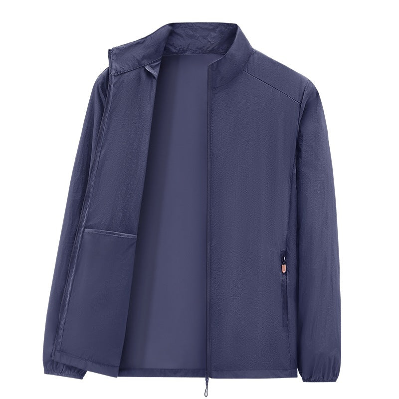 Herren Ultraleichte packbare Windjacke mit Innenfach, Stehkragen & Reißverschlusstaschen Echoarchiv