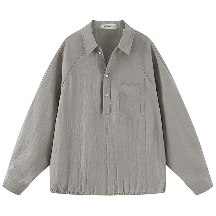 Herren Leichtes Oversize-Halbplacket-Hemd mit Brusttasche & elastischem Saum Echoarchiv