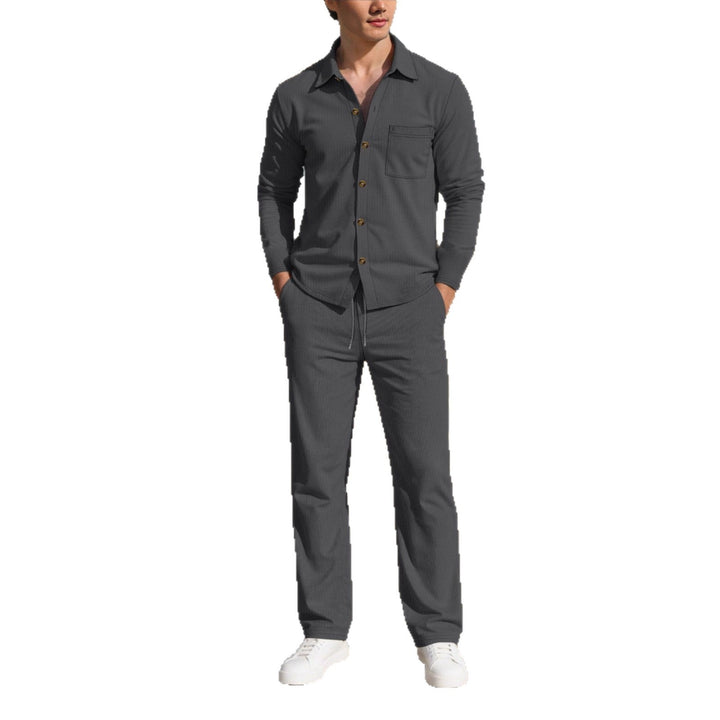 Herren eleganter Freizeitanzug mit strukturierter Oberfläche und praktischen Taschen – Marzano