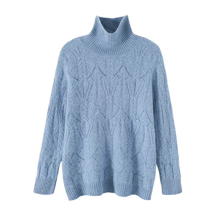 Damen Weicher Mohair‑Optik Oversize‑Rollkragenpullover mit Ajour‑Zopfstruktur Echoarchiv