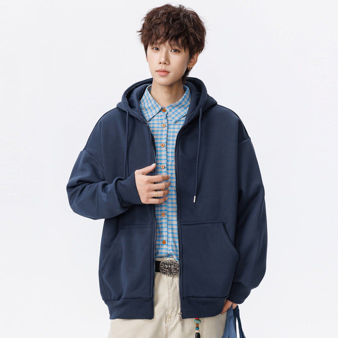 Unisex Oversize Kapuzen-Sweatjacke mit durchgehendem Reißverschluss, Kängurutaschen und gerippten Bündchen Echo Archiv