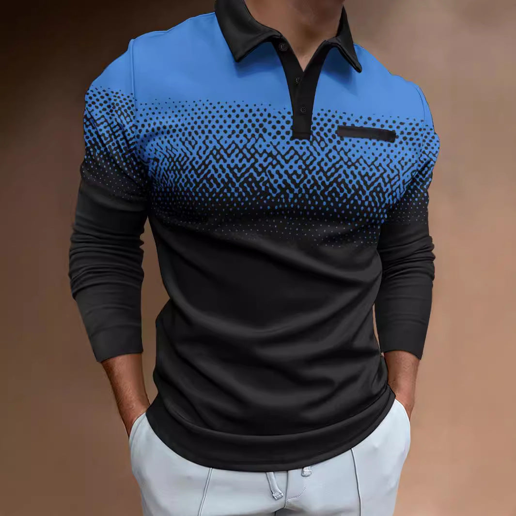 Herren Poloshirt mit einzigartigem Digitaldruck und komfortablem Langarmdesign Echoarchiv