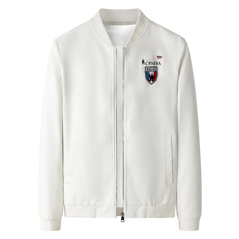 Herren leichte Bomberjacke im Casual-Urban-Stil mit gesticktem Wappen und gerippten Bündchen Echoarchiv