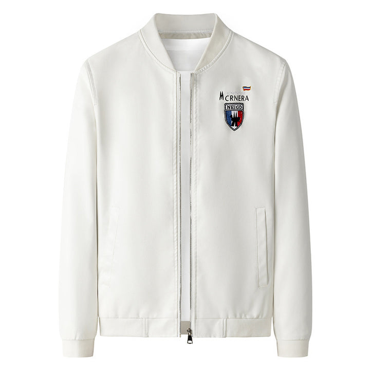 Herren leichte Bomberjacke im Casual-Urban-Stil mit gesticktem Wappen und gerippten Bündchen Echoarchiv