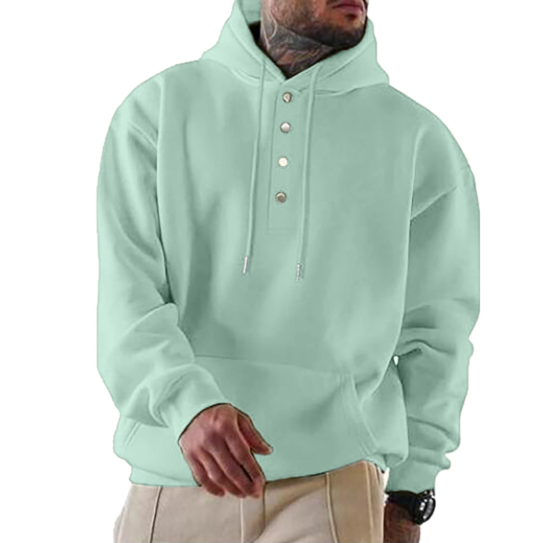 Herren Kapuzenpullover mit Knopfleiste und regulierbarem Kordelzug Echoarchiv