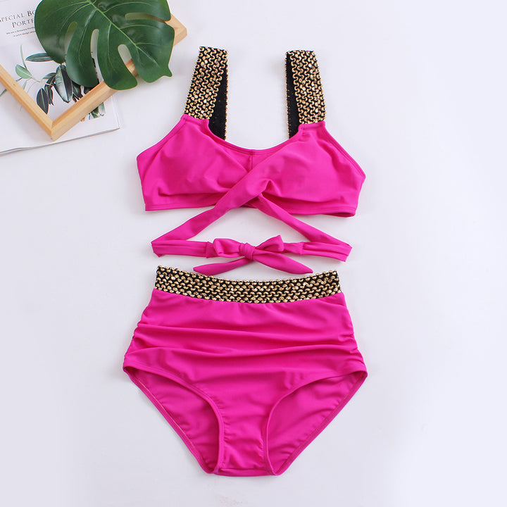 Damen Hochtailliertes Bikini-Set mit stilvollem Wickel-Oberteil Echo Archiv