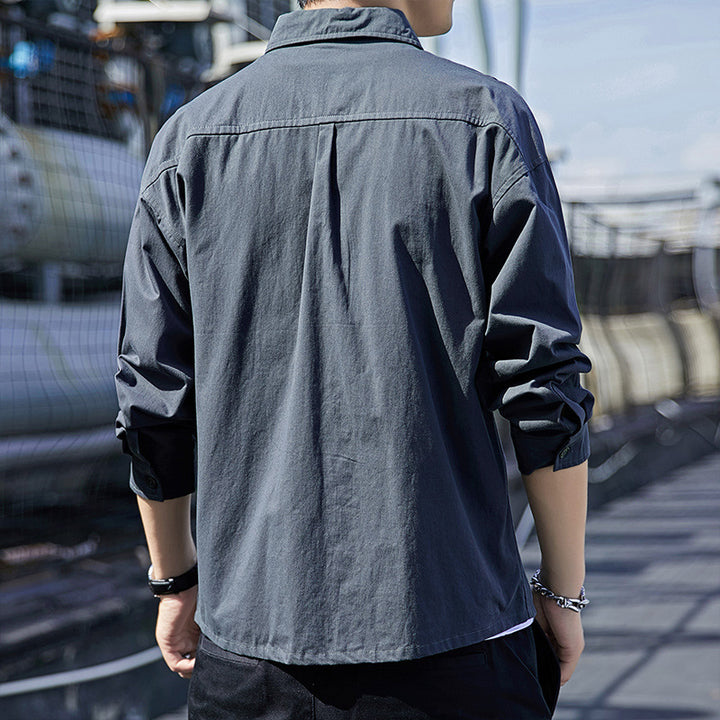 Herren Lässiges Overshirt im Utility‑Look mit Brustklappen und Hemdkragen – Taviero