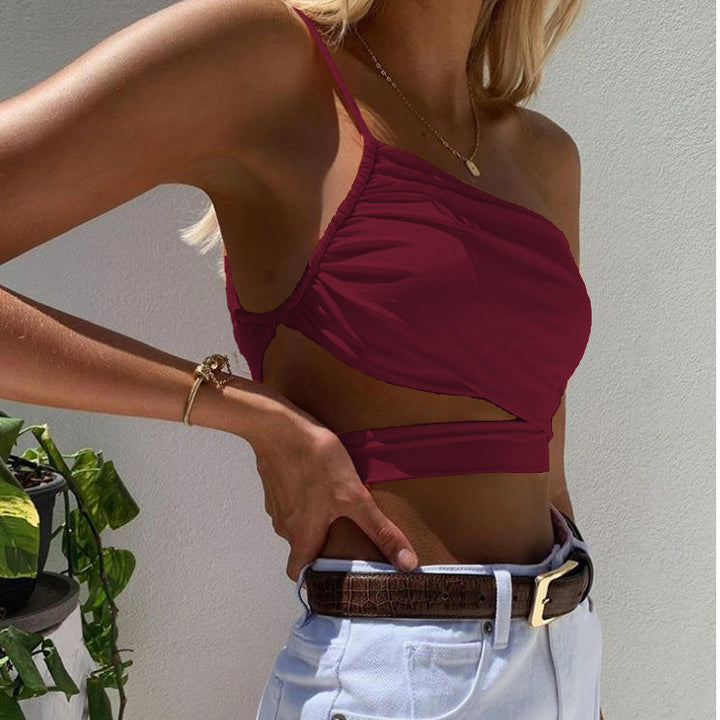 Damen asymmetrisches Crop-Top mit elegantem Wickeldesign Echo Archiv