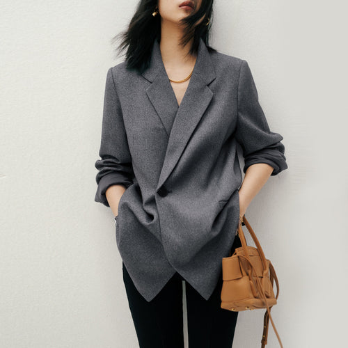 Damen Oversize-Longblazer mit Ein-Knopf‑Verschluss, gerader Silhouette und Leistentaschen Echo Archiv