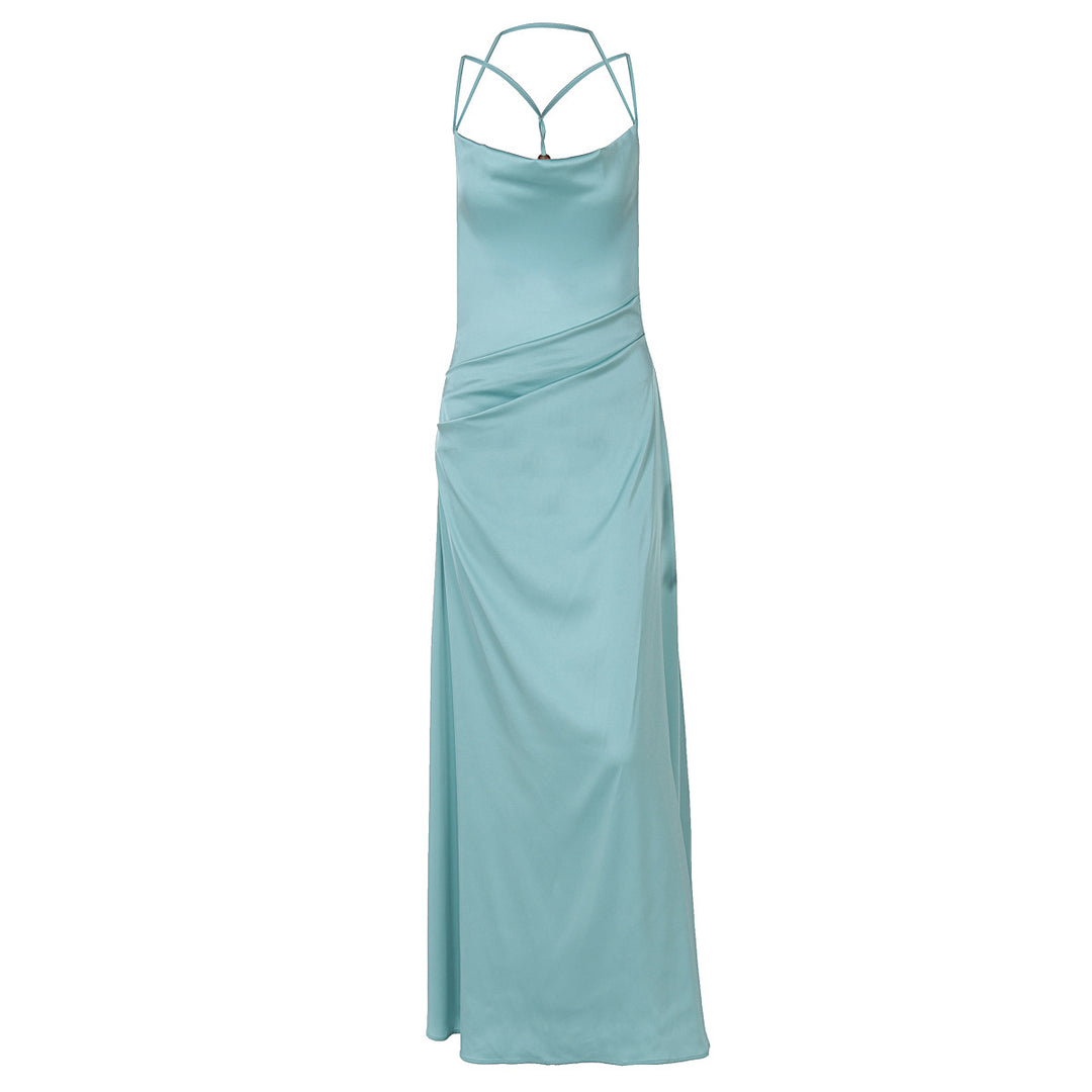 Damen Elegantes Satin-Maxikleid mit raffinierten Spaghetti-Trägern Echo Archiv
