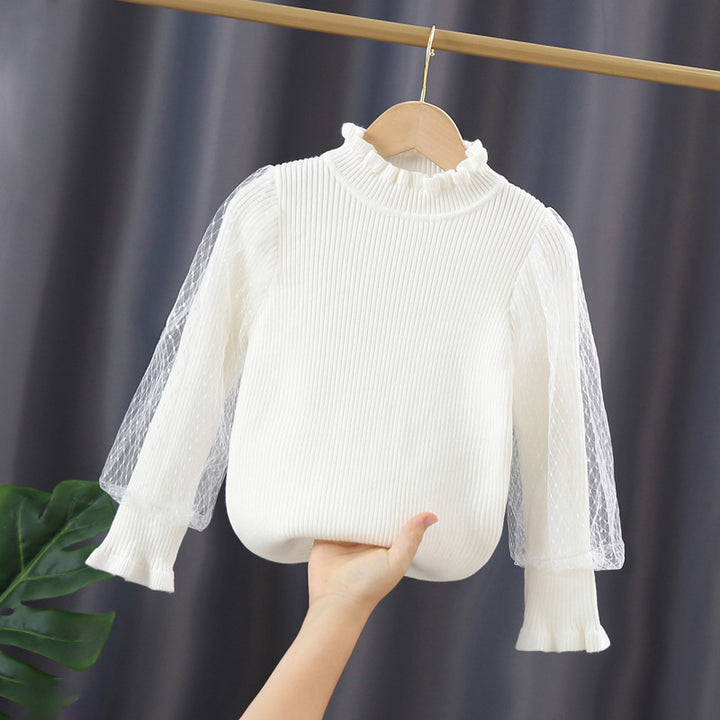 Mädchen elegantes Pullover mit transparenter Spitzenärmel Echo Archiv
