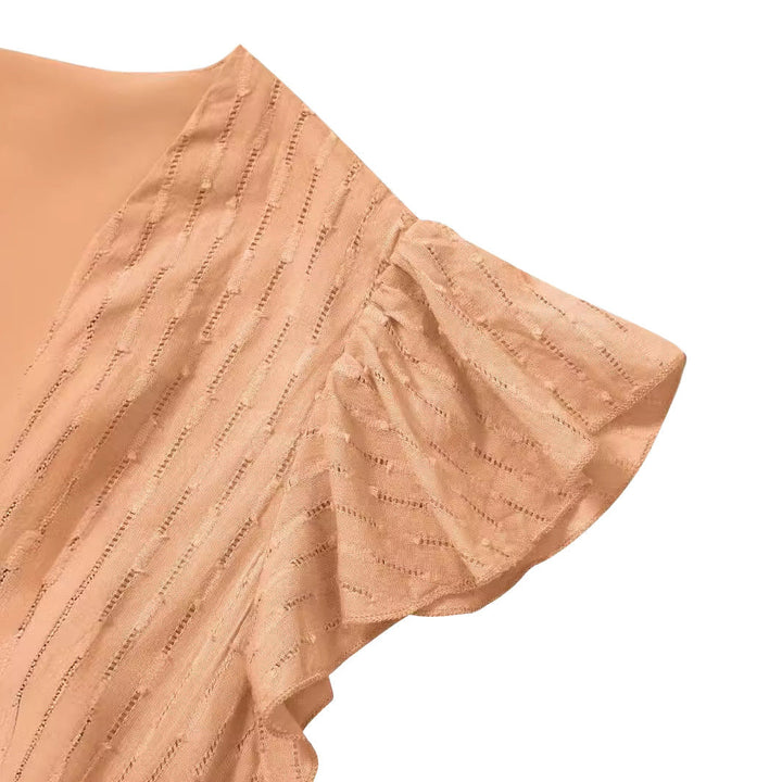 Damen Luftiges Midi-Kleid mit Rüschendetails und Knopfleiste Echoarchiv
