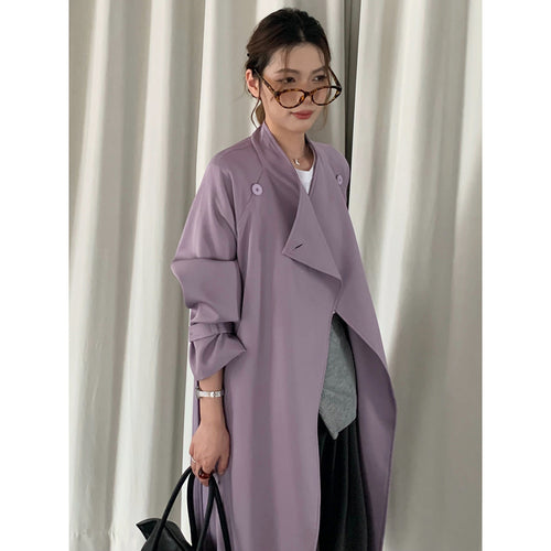 Damen Oversized Trenchcoat mit Taillengürtel Reverskragen und verstellbaren Manschetten Echoarchiv