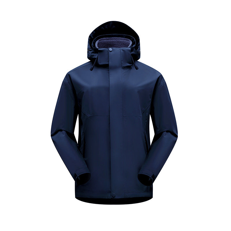 Unisex wasserdichte atmungsaktive Regenjacke mit Kapuze und Fleece-Futter – Taviero