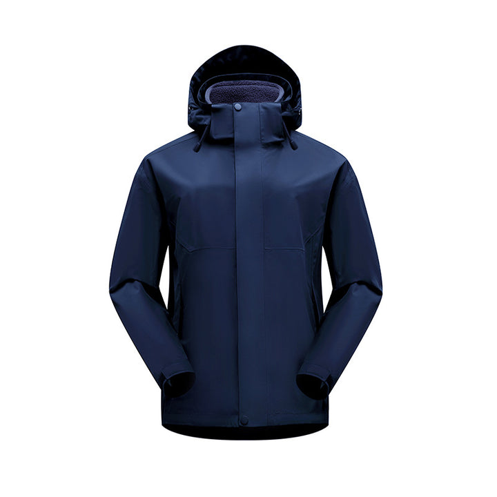 Unisex wasserdichte atmungsaktive Regenjacke mit Kapuze und Fleece-Futter – Taviero