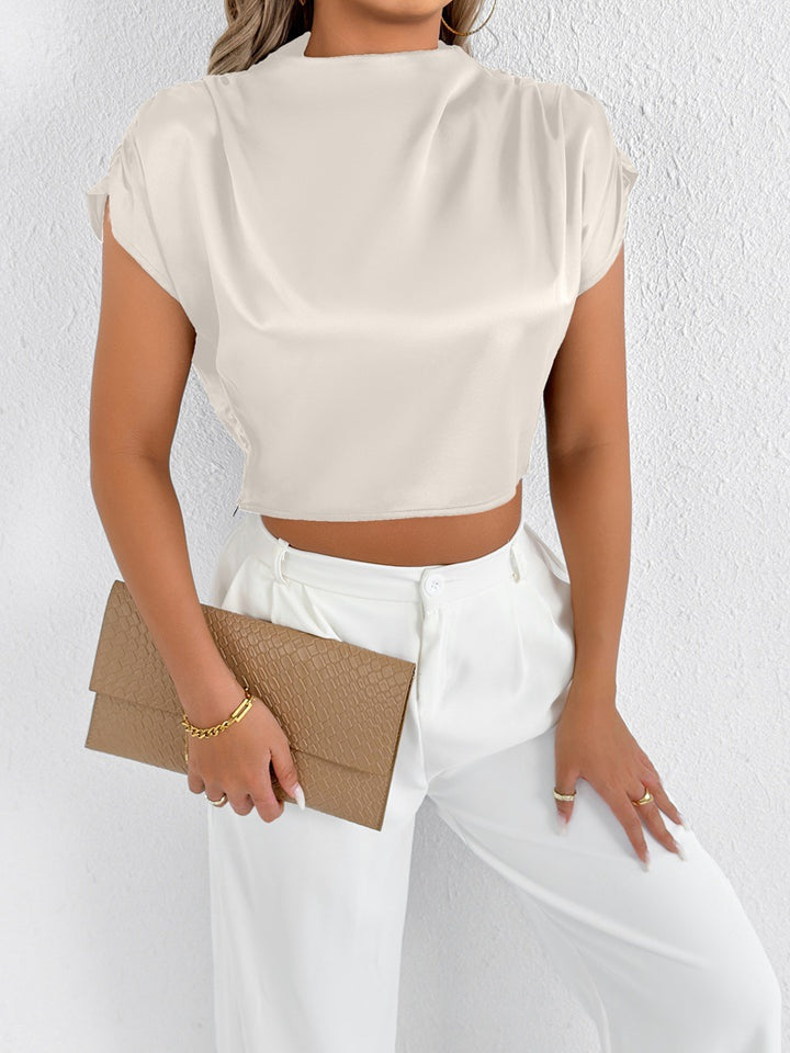 Damen Elegantes Kurzarm-Blusenshirt mit modernem Stehkragen Echo Archiv