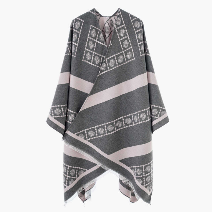 Damen Luxuriöses Jacquard-Überwurfcape mit kastiger Silhouette – Avérine