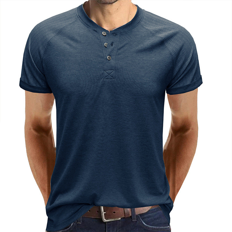 Herren Kurzarmshirt mit stilvollen Rippendetails und Knopfverschluss Echoarchiv