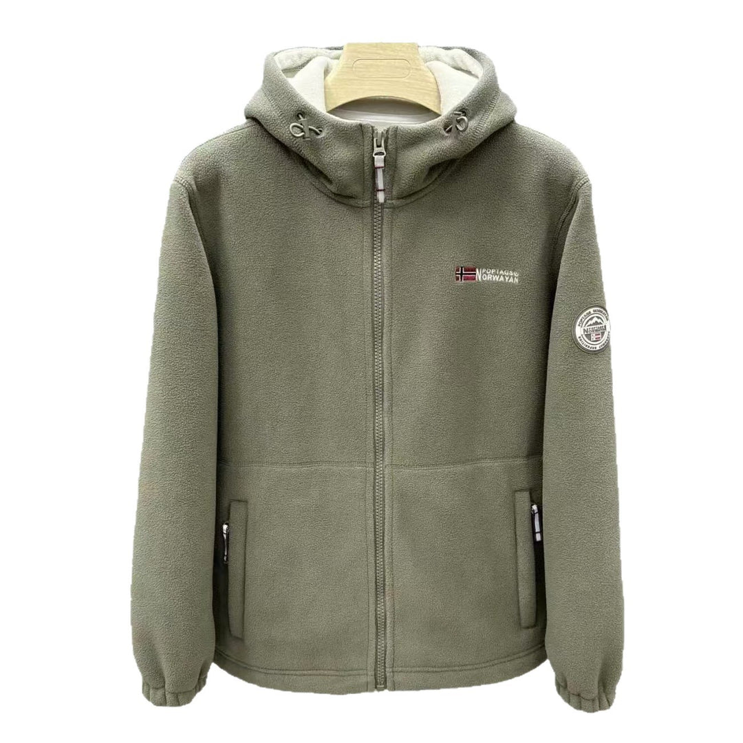Herren Warme Fleece-Kapuzenjacke mit Sherpa-Futter, Windschutz & Reißverschlusstaschen Echo Archiv
