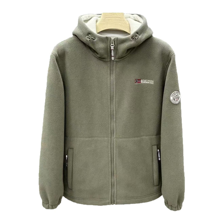 Herren Warme Fleece-Kapuzenjacke mit Sherpa-Futter, Windschutz & Reißverschlusstaschen Echo Archiv
