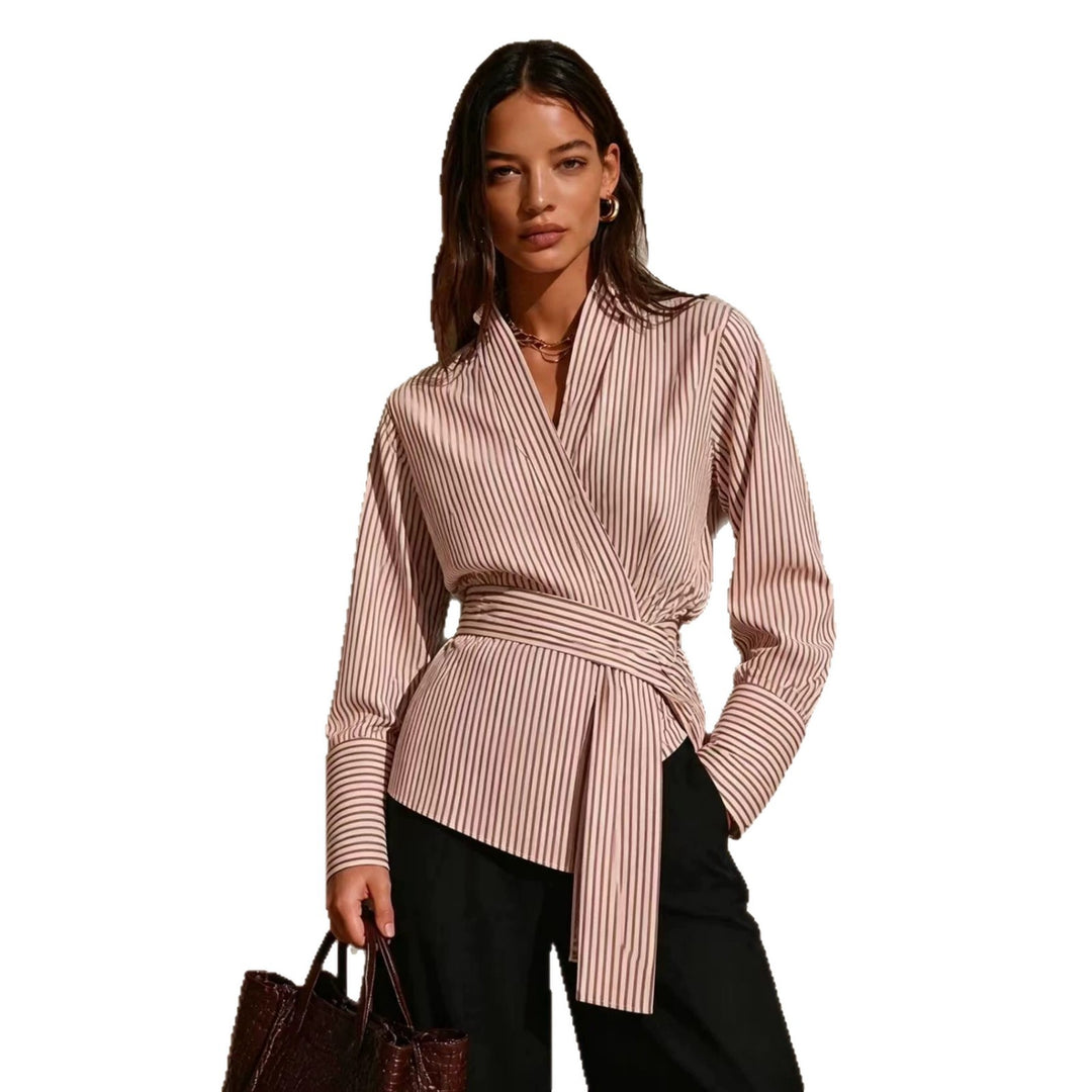 Damen Elegantes Wickeloberteil mit Streifen Echo Archiv