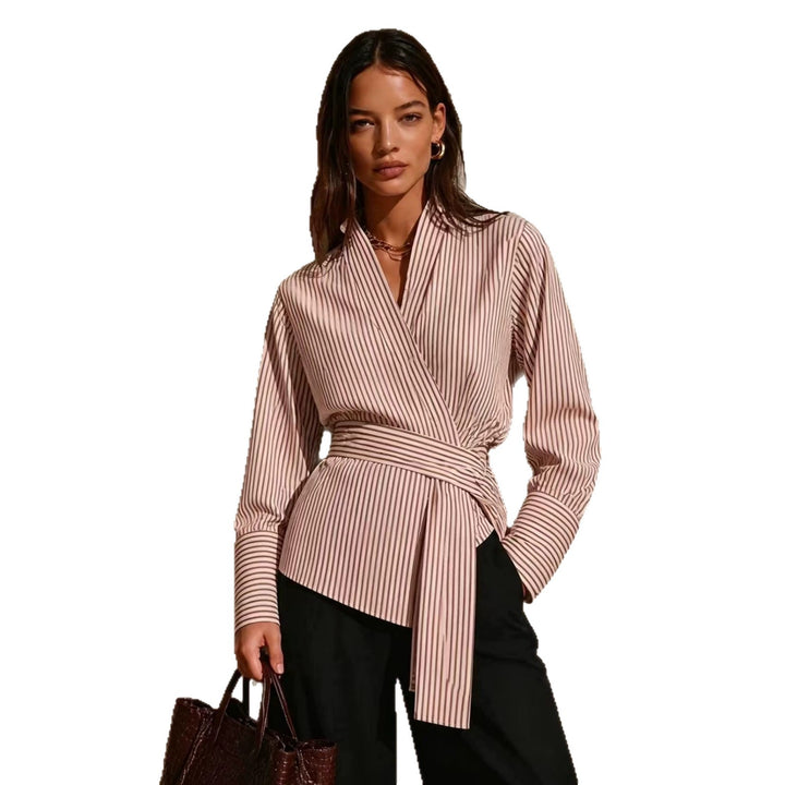 Damen Elegantes Wickeloberteil mit Streifen Echo Archiv