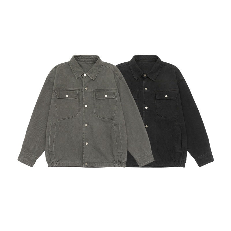 Unisex Oversize Workwear-Blousonjacke mit Druckknopf‑Front und Elastbund Echoarchiv