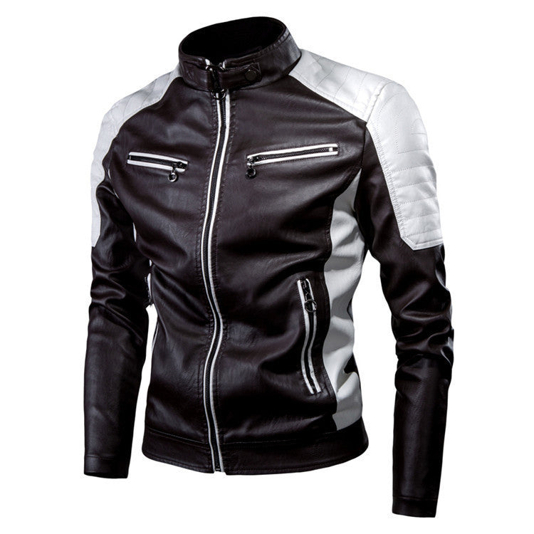 Herren Kunstleder-Pilotenblouson im Rennsportstil mit gesteppter Schulterpartie – Taviero