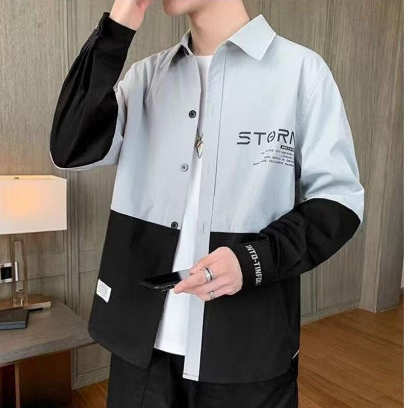 Herren modische Hemdjacke mit Farbblockdesign Echoarchiv
