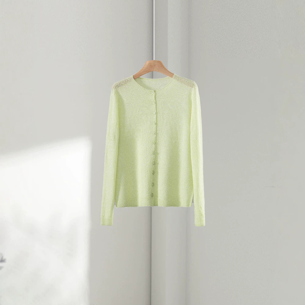 Damen Feinstrick-Cardigan mit Rundhals und durchgehender Knopfleiste Echo Archiv