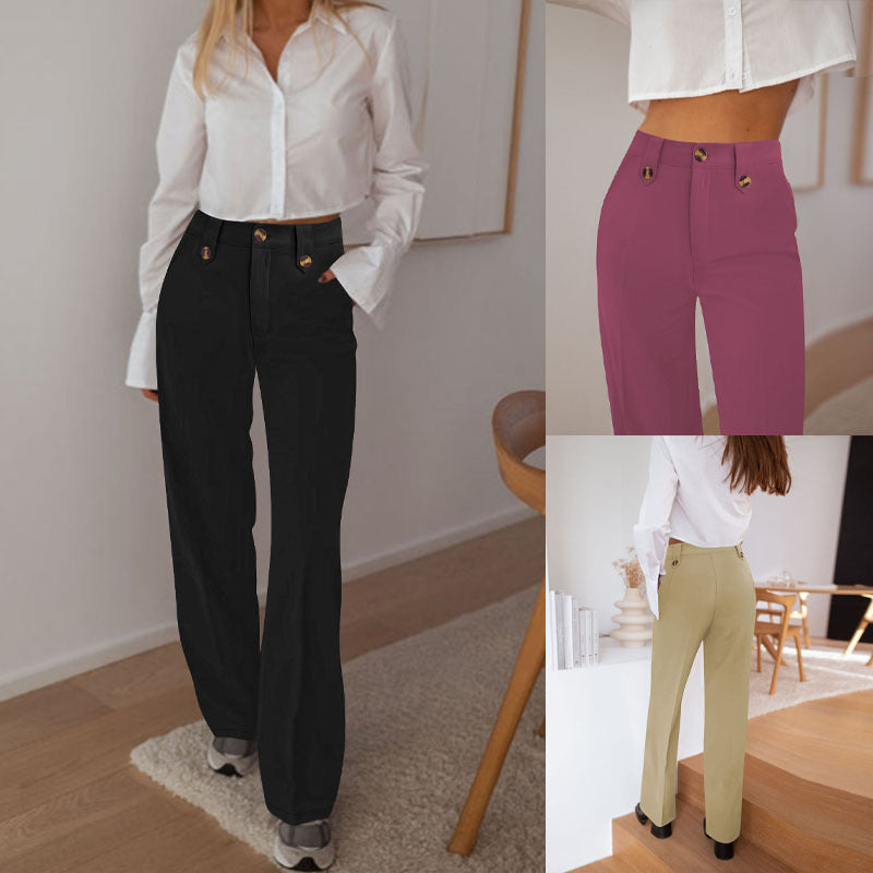 Damen Hochtaillierte Palazzo‑Hose mit Bundriegel, Bügelfalte und weitem Bein – Avélisse