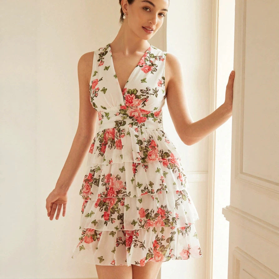 Damen Sommerliches Kleid mit Rüschen und floralem Muster Echo Archiv