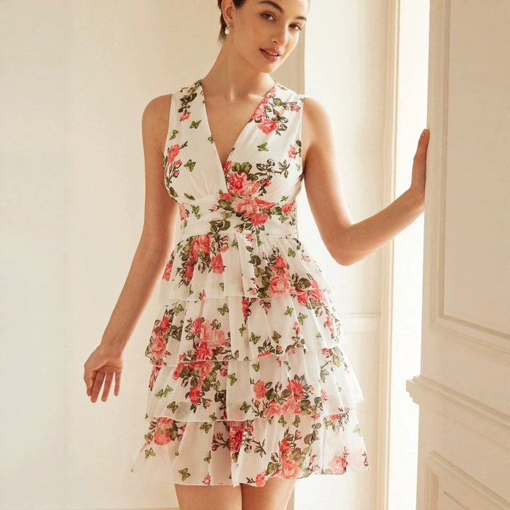 Damen Sommerliches Kleid mit Rüschen und floralem Muster Echo Archiv