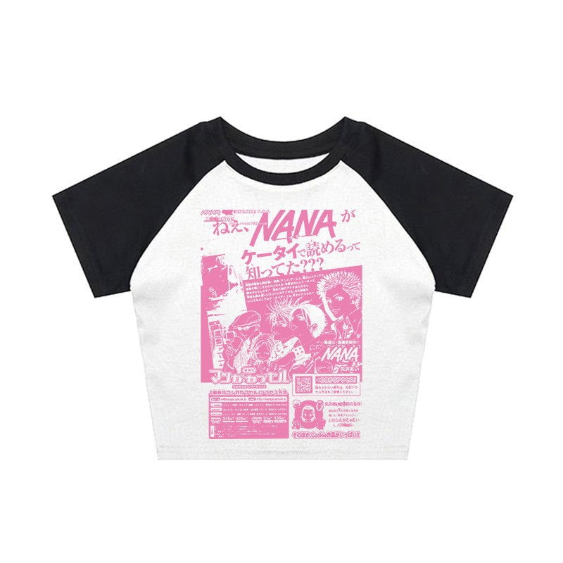 Damen Crop-Top mit kreativem grafischen Druck Echo Archiv