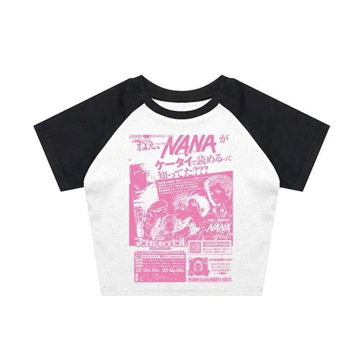 Damen Crop-Top mit kreativem grafischen Druck Echo Archiv