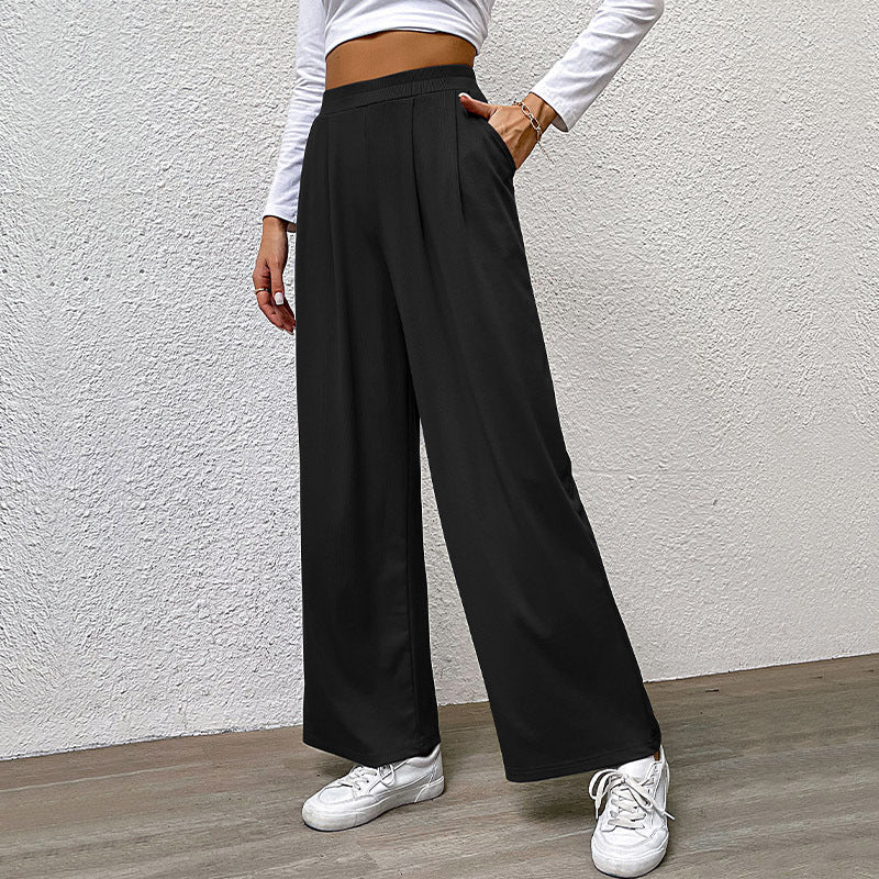 Damen Weite High‑Waist Stoffhose mit Bundfalten und Palazzo‑Silhouette – Avélisse