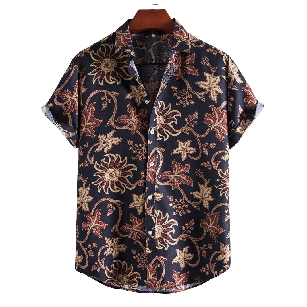 Herren Kurzarmhemd mit floralen Mustern und bequemer Passform Echoarchiv
