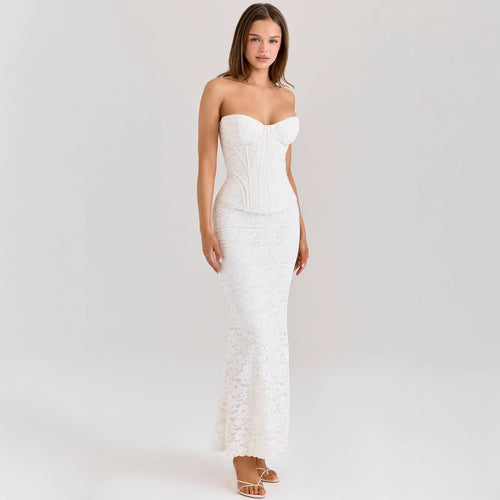 Damen nan zweiteiliges Spitzen-Corsagen-Set mit verstärktem Bustier und figurbetontem Mermaid-Rock Echo Archiv